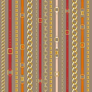 Seamless pattern with belts and chains Stockillustratie