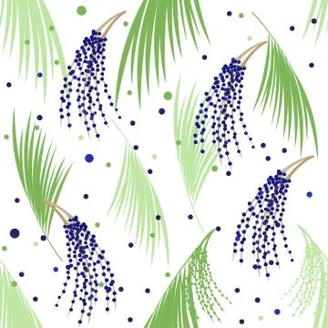 Seamless pattern berries and leaves of Acai Stock Illustration