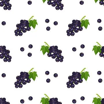 Seamless pattern with berries, currant branch and leaves Stock Illustration