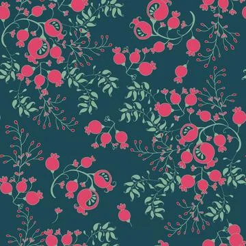 Seamless pattern with berries in ethnic style 스톡 일러스트