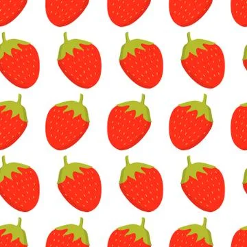 Seamless pattern with berries of fresh strawberry in flat style a vector. Stock Illustration