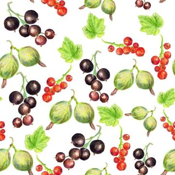Seamless pattern with berries Stock Illustration