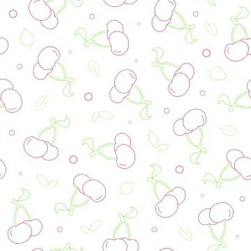 Seamless pattern with berries. Pattern with cherries in a linear style. Illustrazione stock