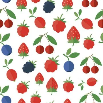 Seamless pattern with berries. Vector background Illustrazione stock