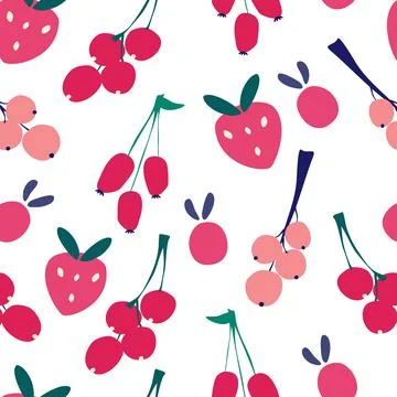Seamless pattern with berries. Vegan menu, healthy food. Fresh organic kitche Illustrazione stock