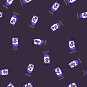 Seamless pattern berry jam fruit food cartoon vector Stock Illustration