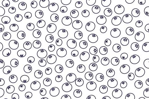 Seamless pattern with berry in line style. Blueberry background hand drawn on Stock Illustration
