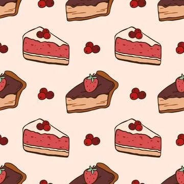 Seamless pattern of berry pie slices Illustrazione stock