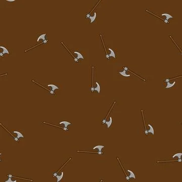 Seamless pattern berserker viking axe cartoon vector Illustration