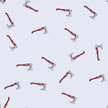 Seamless pattern berserker viking axe cartoon vector Stock Illustration