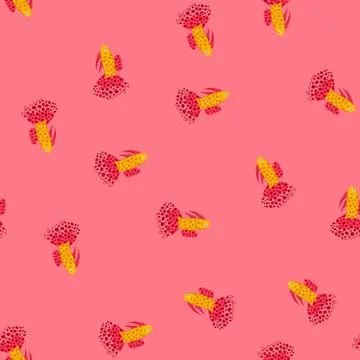Seamless pattern betta decorative fish cartoon vector Stock Illustration