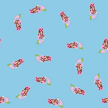 Seamless pattern beverage bubble tea cartoon vector Stock Illustration