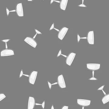 Seamless pattern beverage cocktail glasses cartoon vector Stock Illustration