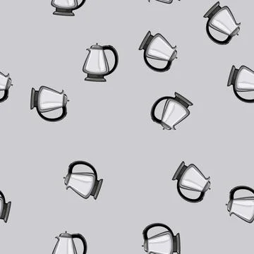 Seamless pattern beverage electric kettle cartoon vector Stock Illustration