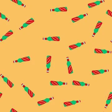 Seamless pattern beverage glass soda bottle cartoon vector Stock Illustration