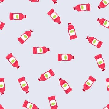 Seamless pattern beverage juice bottle cartoon vector Stock Illustration