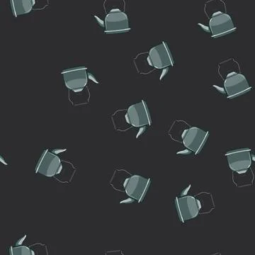 Seamless pattern beverage kettle kitchen cartoon vector Stock Illustration