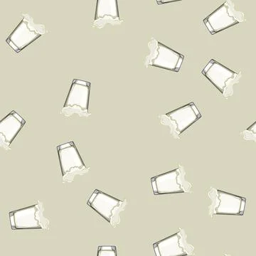 Seamless pattern beverage milk cup cartoon vector Stock Illustration
