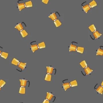 Seamless pattern beverage moka pot coffee cartoon vector Stock Illustration