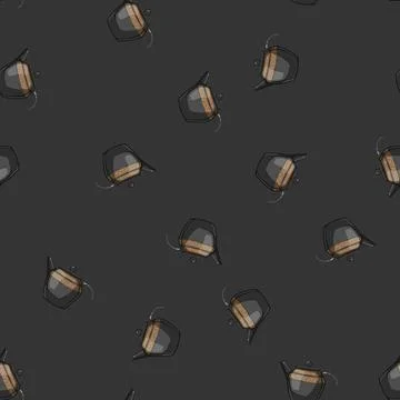 Seamless pattern beverage vintage teapot cartoon vector sign Stock Illustration
