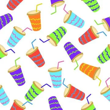 Seamless pattern with beverages Stock Illustration