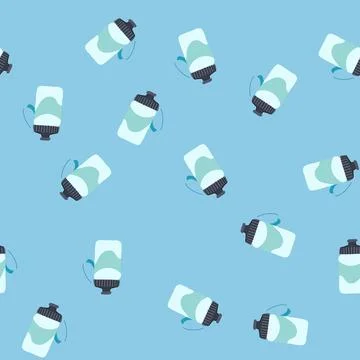 Seamless pattern bicycle bike bottle cartoon vector Stock Illustration