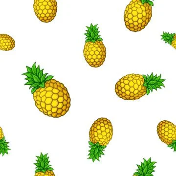 Seamless pattern with big and small pineapples Stock Illustration