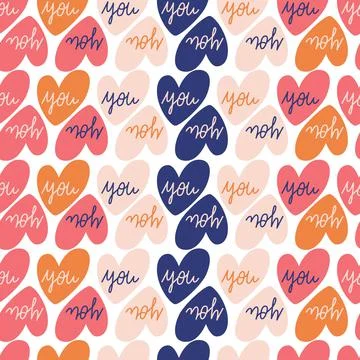 Seamless pattern with big collection of love objects and symbols Stock Illustration
