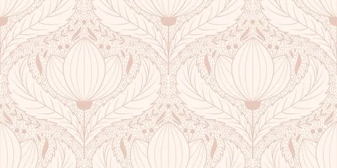 Seamless pattern with big lotus flower. Zen repeated motif for wallpaper in yoga Stock Illustration