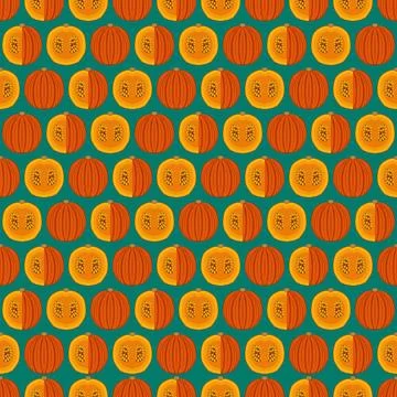Seamless pattern Big Max pumpkin. Flat design Stock Illustration