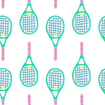 Seamless pattern with big tennis rackets. Stock Illustration