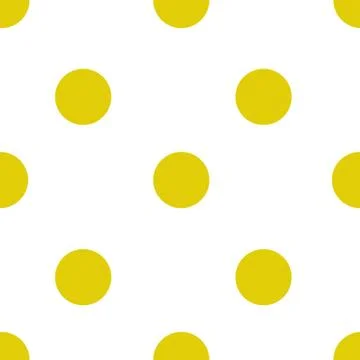 Seamless pattern with big yellow polka dots on a sunny white background. For Stock Illustration