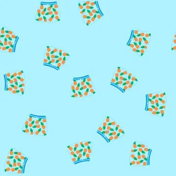 Seamless pattern bikini swimsuit men cartoon vector Stock Illustration