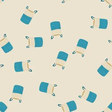 Seamless pattern bin basket for storage cartoon vector Stock Illustration