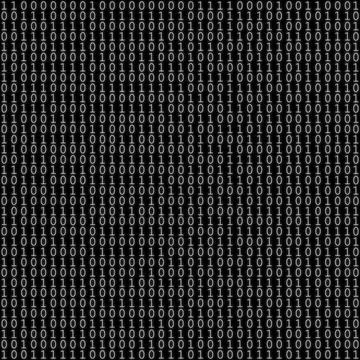 Seamless pattern of binary code on the black background Stock Illustration