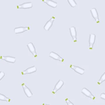 Seamless pattern biodegradable milk bottle plastic cartoon vector Stock Illustration