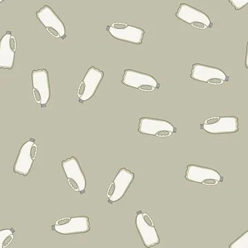 Seamless pattern biodegradable milk bottle plastic cartoon vector Stock Illustration