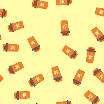Seamless pattern biohazard medical waste bin cartoon vector 스톡 일러스트