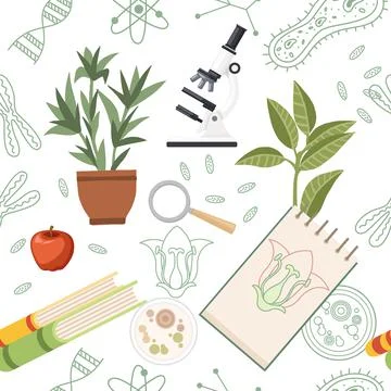 Seamless pattern Biology science courses online education concept or school l Stock Illustration
