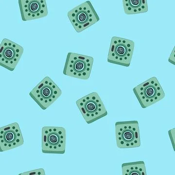 Seamless pattern biometric fingerprint door lock cartoon vector Illustrazione stock
