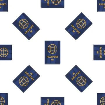 Seamless pattern with biometric passport confirming person identity for Illustrazione stock