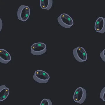 Seamless pattern biometric smart ring cartoon vector Illustrazione stock