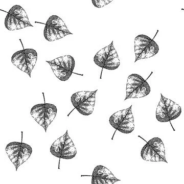 Seamless pattern birch fall autumn leaf sketch hand drawn Stockillustratie