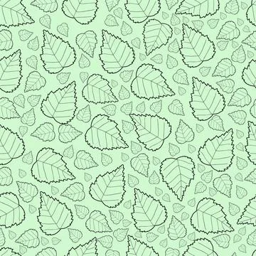 Seamless pattern with birch leaves Stock Illustration
