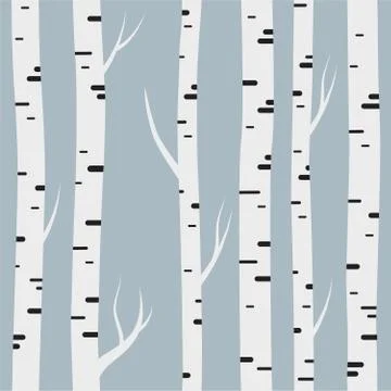 Seamless pattern with birch trees. Design element for wallpapers, web site Stock Illustration