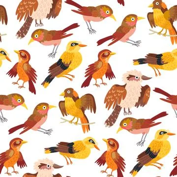 Seamless pattern bird background for kids. Cute children design template Stock Illustration