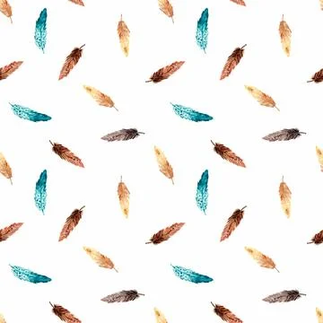 Seamless pattern with bird feathers. Stock Illustration