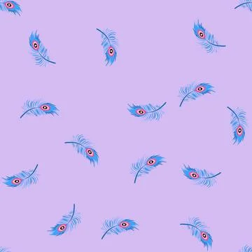 Seamless pattern bird peacock feather cartoon vector Stockillustratie