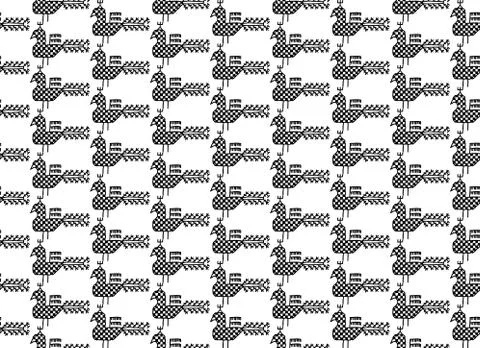 Seamless pattern bird of peacock Ornament of Russian folk embroidery, black c Stock Illustration