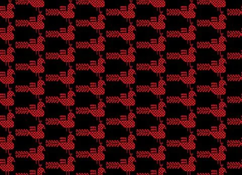 Seamless pattern bird of peacock Ornament of Russian folk embroidery, red con Stock Illustration